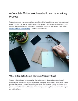 A Complete Guide to Automated Loan Underwriting Process