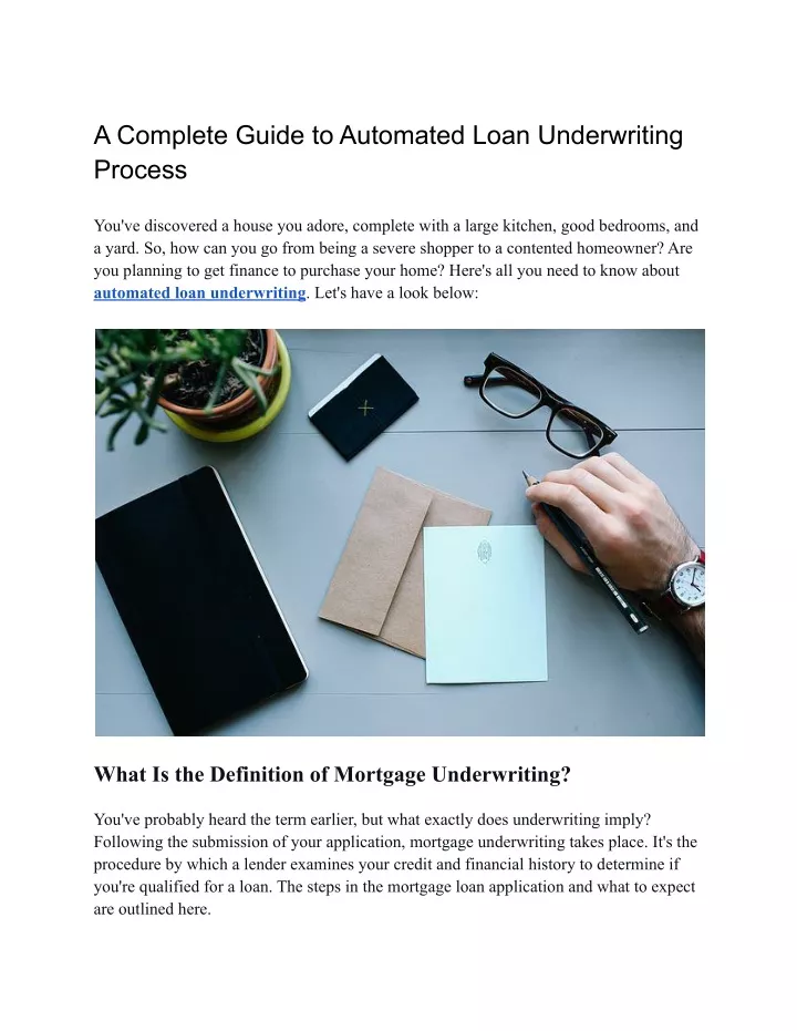 a complete guide to automated loan underwriting