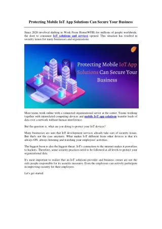 Protecting Mobile IoT App Solutions Can Secure Your Business