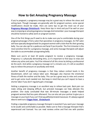 How to Get Amazing Pregnancy Massage