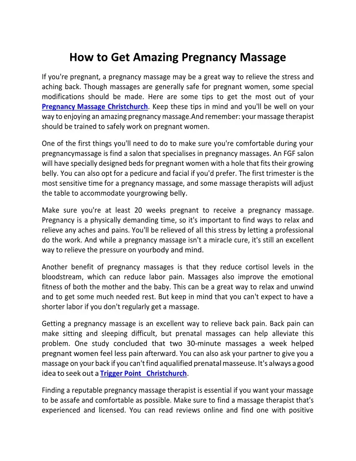 how to get amazing pregnancy massage