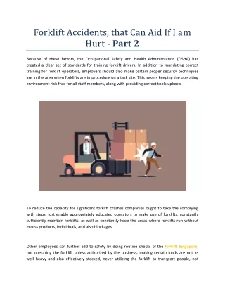 Forklift Accidents - That Can Aid If I Am Hurt - Part 2