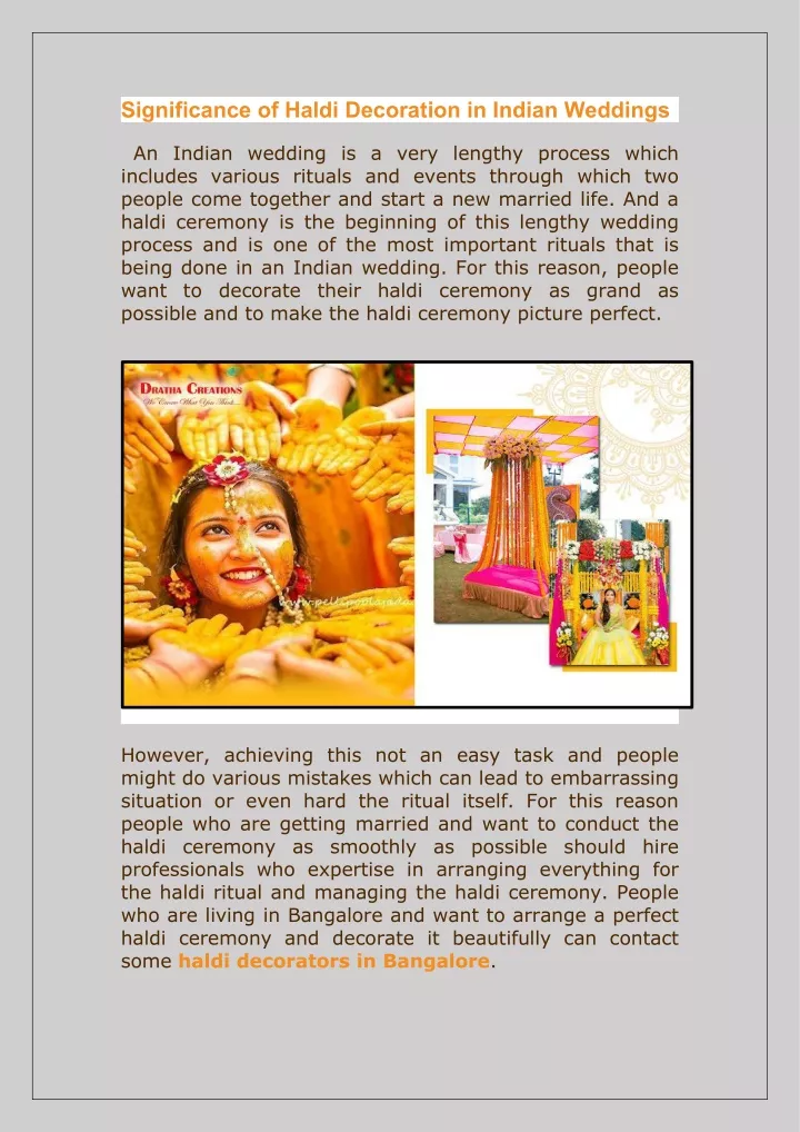 significance of haldi decoration in indian