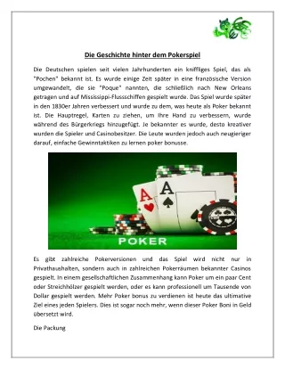 Die Geschichte hinter dem Pokerspiel