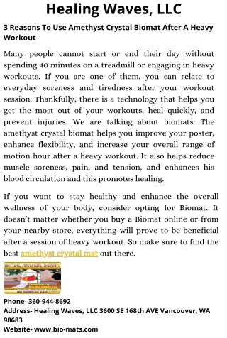 3 Reasons To Use Amethyst Crystal Biomat After A Heavy Workout