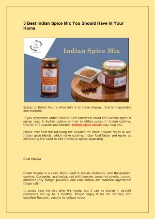 3 Best Indian Spice Mix You Should Have In Your Ho