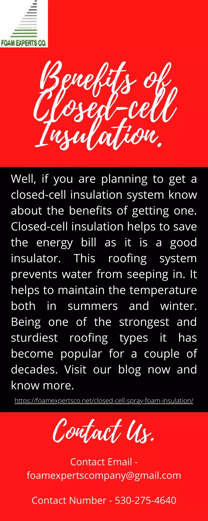 benefits of closed cell insulation well