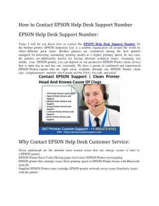 How to Contact EPSON Help Desk Support Number