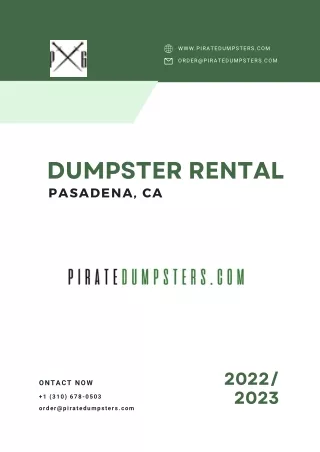 ➢ pirate dumpster - dumpster rental services in pasadena, ca