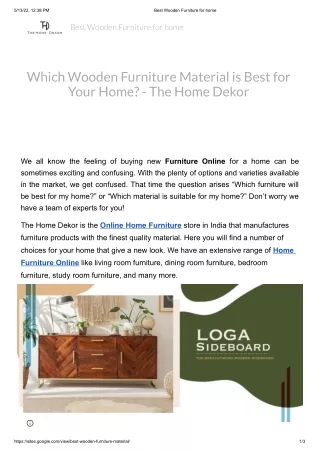 Best Wooden Furniture for home