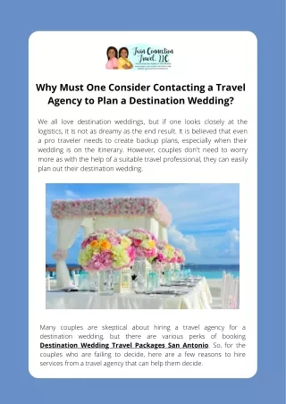 why must one consider contacting a travel agency