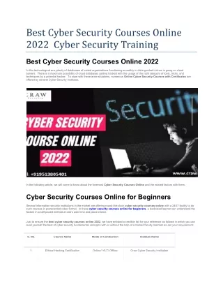 best cyber security courses online 2022 cyber