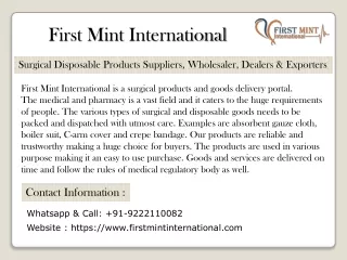 Surgical Disposable Products, Suppliers, Wholesaler, Dealers, Exporters