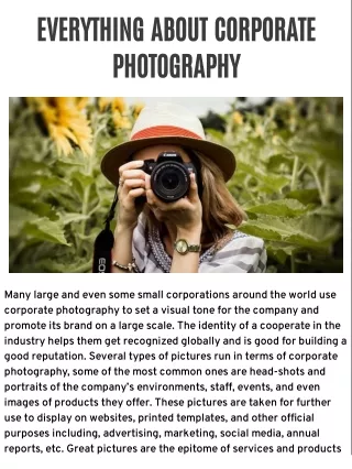 EVERYTHING ABOUT CORPORATE PHOTOGRAPHY