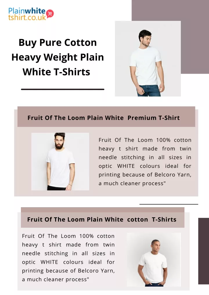 buy pure cotton heavy weight plain white t shirts