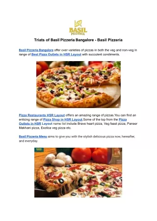 Triats of Basil Pizzeria Bangalore - Basil Pizzeria