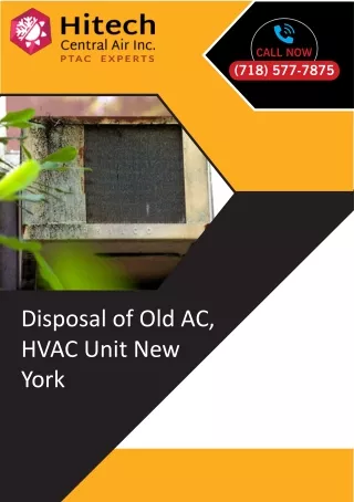 Disposal of Old AC, HVAC Unit New York
