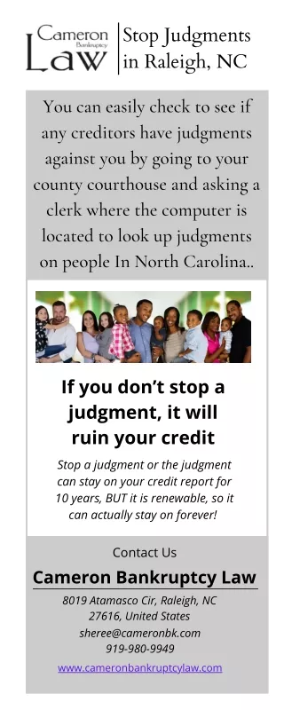 Stop Judgments in Raleigh, NC