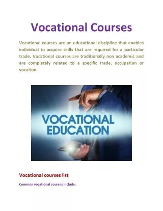 Vocational Courses