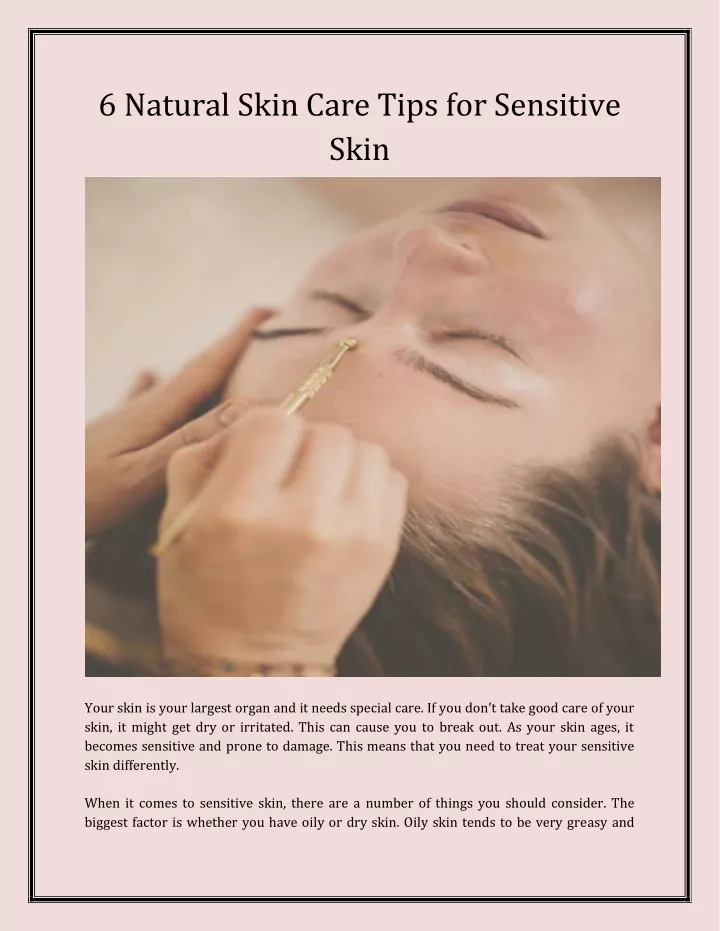 6 natural skin care tips for sensitive skin