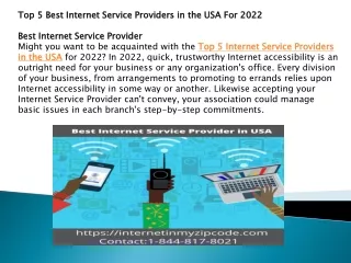 Top 5 Best Internet Service Providers in the USA For 2022