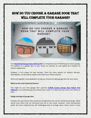 how how do you choose a garage door that