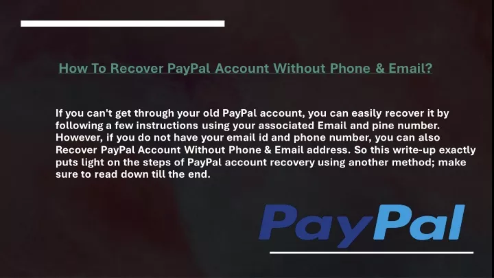 how to recover paypal account without phone email