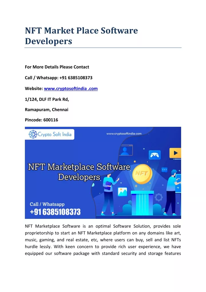 nft market place software developers