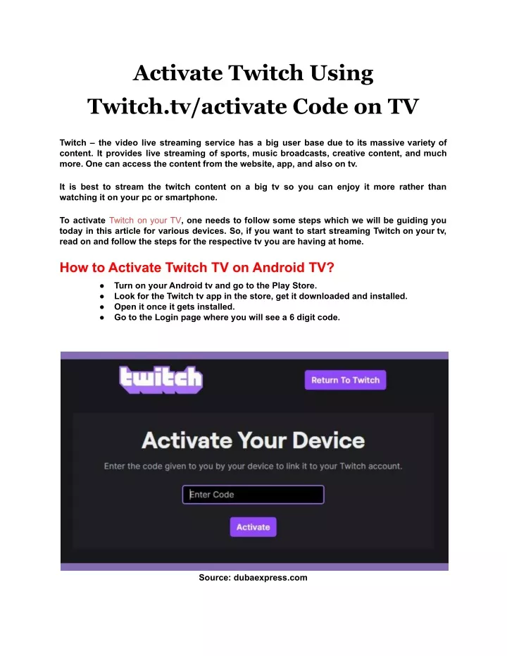 activate twitch using twitch tv activate code