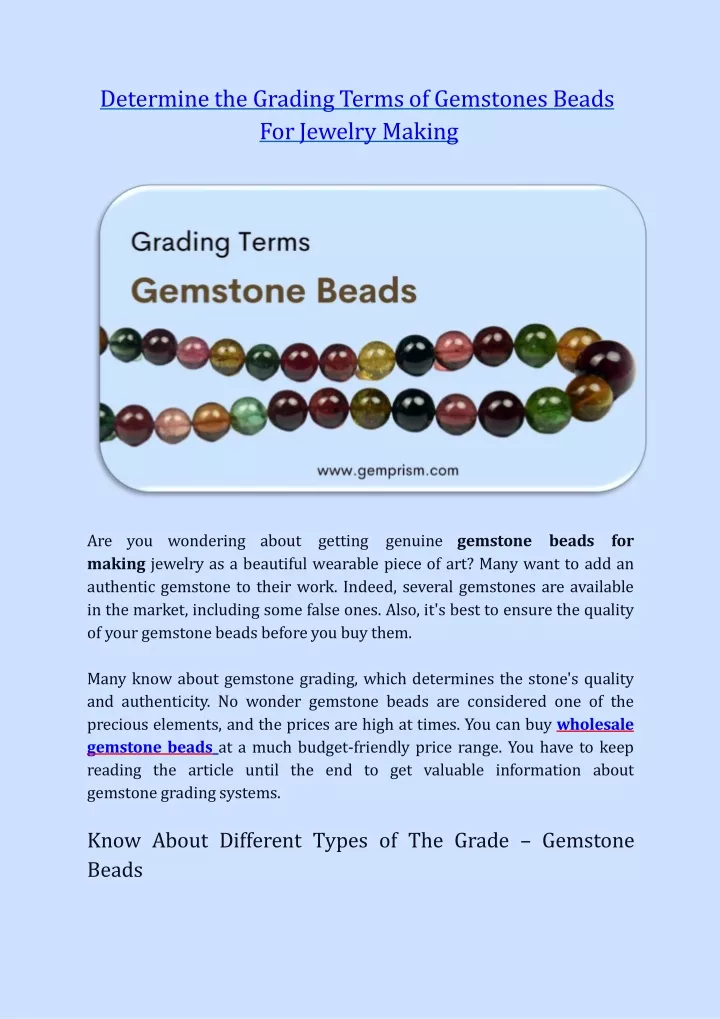 determine the grading terms of gemstones beads