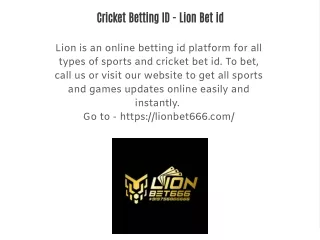 Cricket Betting ID - Lion Bet id