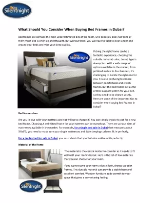 Buying Bed Frames in Dubai