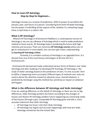how to learn kp astrology step by step