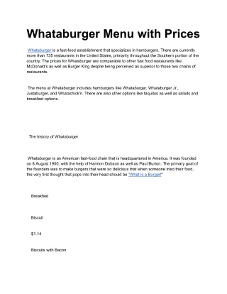 Whataburger Menu With Prices