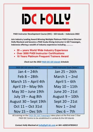 padi instructor development course idc gili
