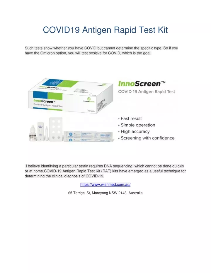 covid19 antigen rapid test kit