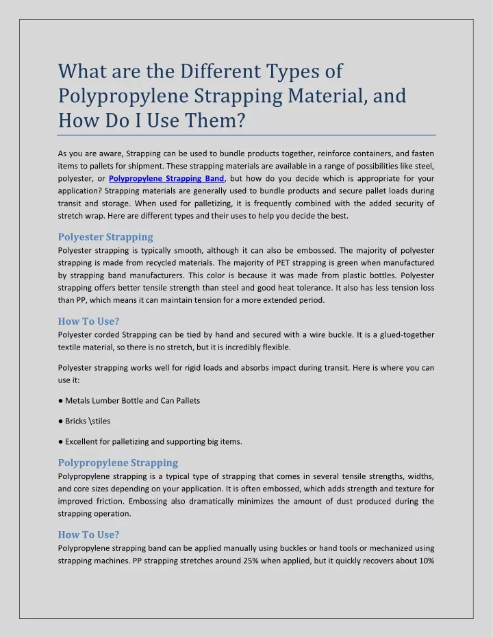 what are the different types of polypropylene