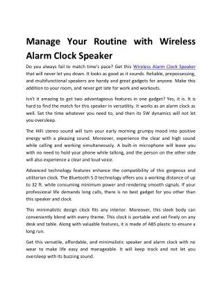 manage your routine with wireless alarm clock