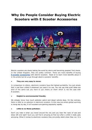 Why Do People Consider Buying Electric Scooters with E Scooter Accessories.pdf