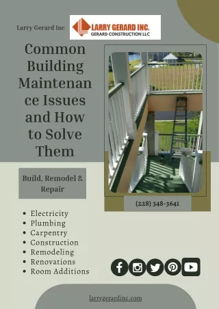 List The Solution to Common Building Repair and Maintenance Issues