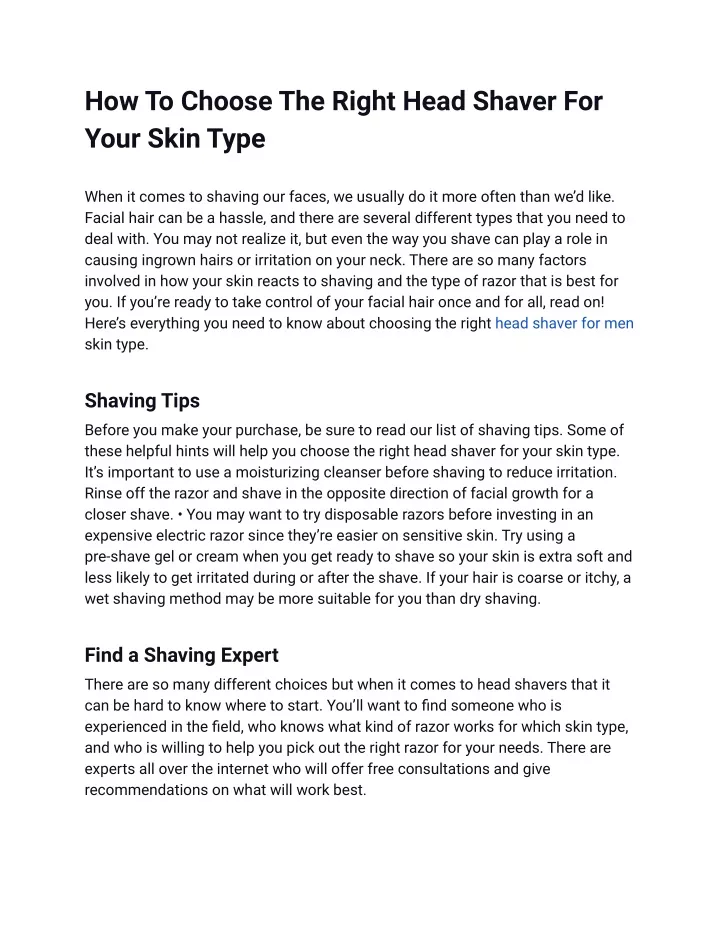 how to choose the right head shaver for your skin