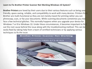 Learn to Fix Brother Printer Scanner Not Working Windows 10 System