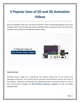 5 popular uses of 2d and 3d animation videos