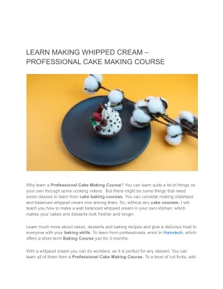 LEARN MAKING WHIPPED CREAM – PROFESSIONAL CAKE MAKING COURSE