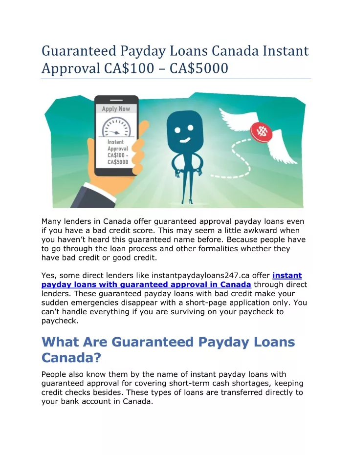 guaranteed payday loans canada instant approval