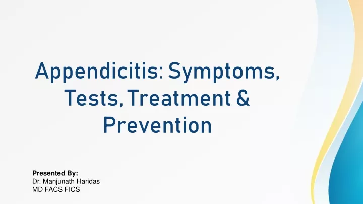 appendicitis symptoms tests treatment prevention