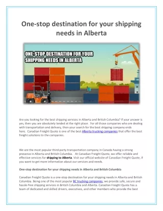 one stop destination for your shipping needs
