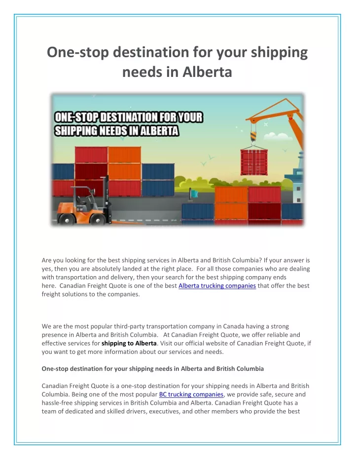 one stop destination for your shipping needs