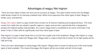 advantages of wagyu filet mignon