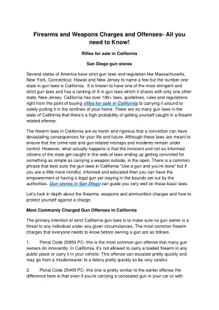 Firearms and Weapons Charges and Offenses